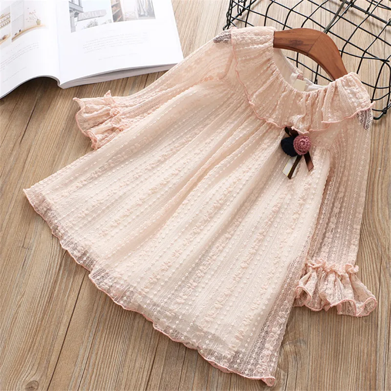 0 6 year girls dress 2019 spring autumn new fashion flower lace