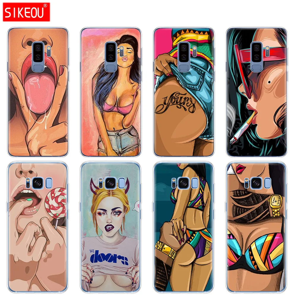 

silicone case for Samsung Galaxy S9 S8 S7 S6 edge S5 S4 S3 PLUS phone cover hot flirt sexy girl