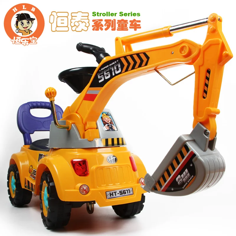 Children Excavator Toys Backhoe Can Take Ride On Seat Pedal powered