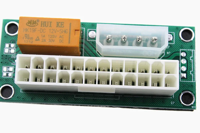 Dual PSU Adapter ATX 24Pin to 4Pin / SATA Molex Power Supply Sync Starter Card Extension Cable ADD2PSU for Bitcoin Mining Miner