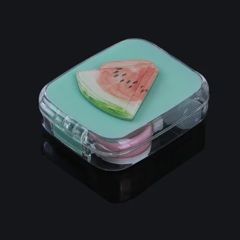 

4 Color Glasses Case Portable DIY Cute Snow Snowflake Watermelon Contact Glasses Case With Mirror Color Lenses Gift For Girls