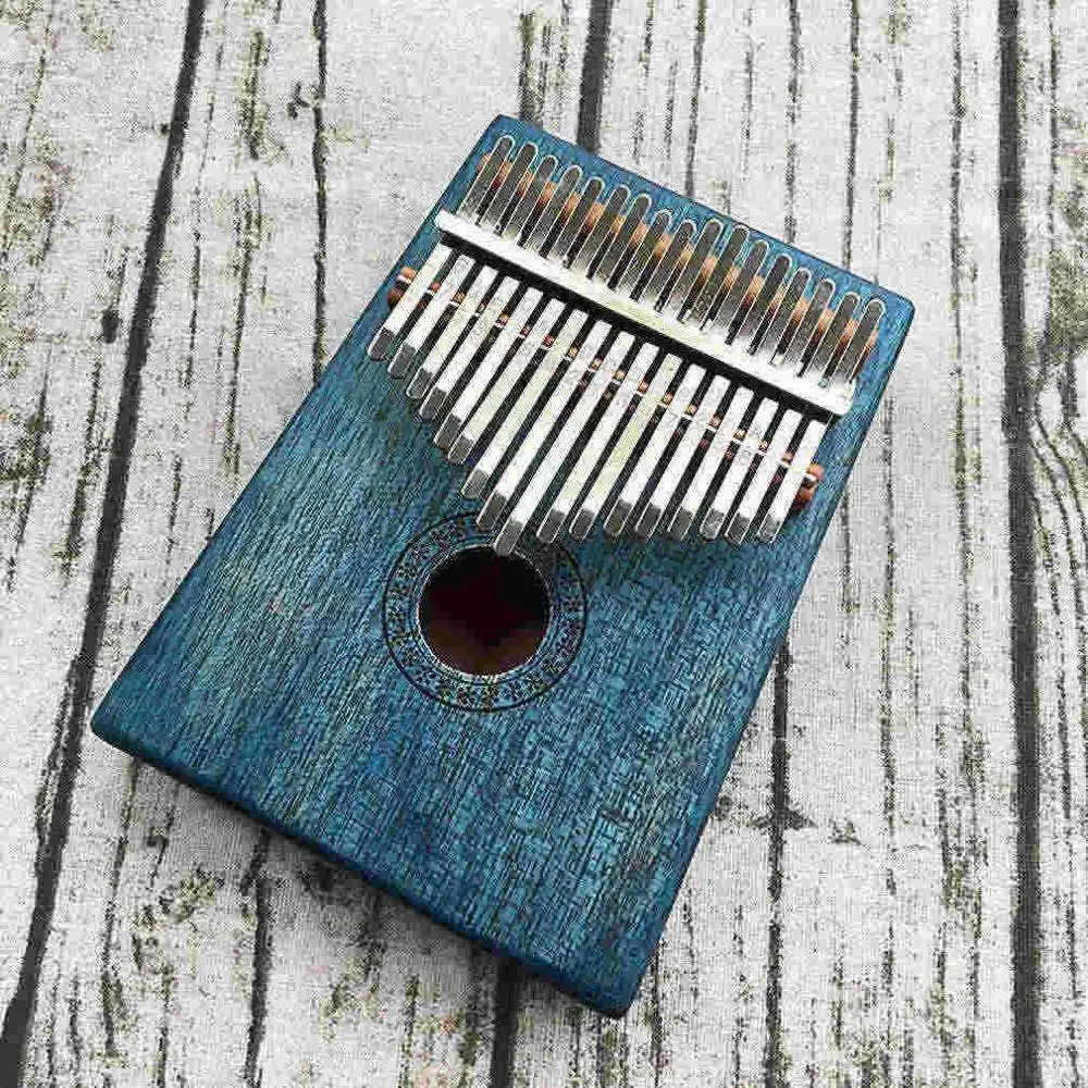 Kalimba 17 Keys «пианино для больших пальцев» уникальный синий цвет и ручная работа кривая дизайн Ретро стиль молоточек для настройки и учебная инструкция - Цвет: Blue