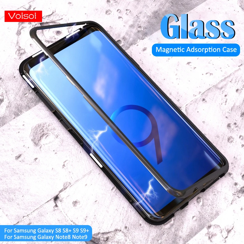 Magnetic Adsorption Phone Cases For Samsung Galaxy S8 S9 Plus S8+ S9+ Note 8 Note 9 Metal Magnet Absorption 360 Case Glass Cover Magnetic Adsorption Phone Cases For Samsung Galaxy S8 S9 Plus S8+ S9+ Note 8 Note 9 Metal Magnet Absorption 360 Case Glass Cover