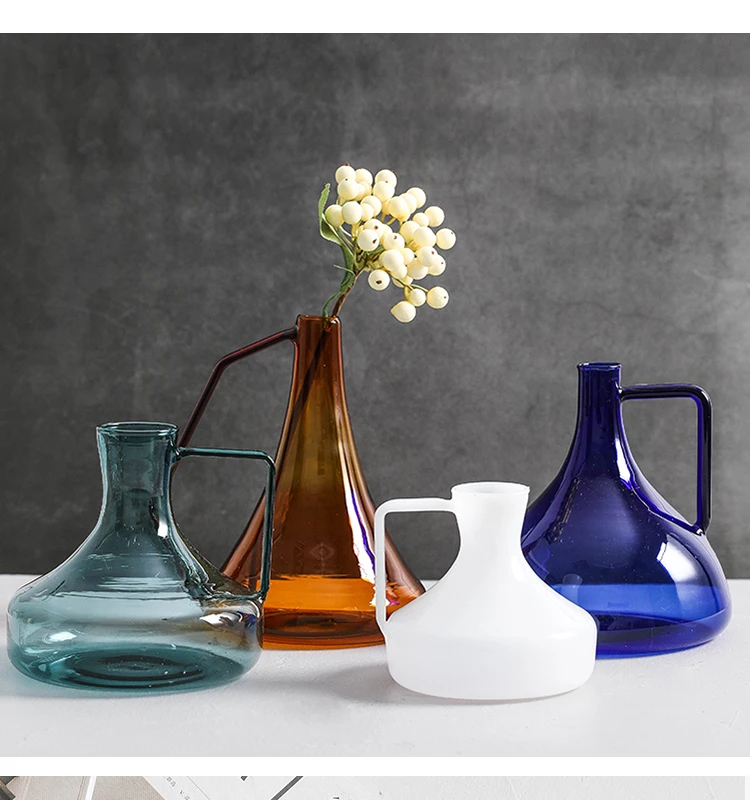 Креативная стеклянная ваза с типом горшка из голубого белого стекла Террариум цветочные вазы Ремесла скандинавские украшения для дома Свадебные вазы для декора стола