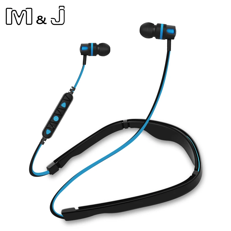 M& J Flex 2 беспроводные наушники Bluetooth наушники спортивные стерео бас наушники-вкладыши наушники гарнитура с микрофоном для телефона тв - Цвет: Синий