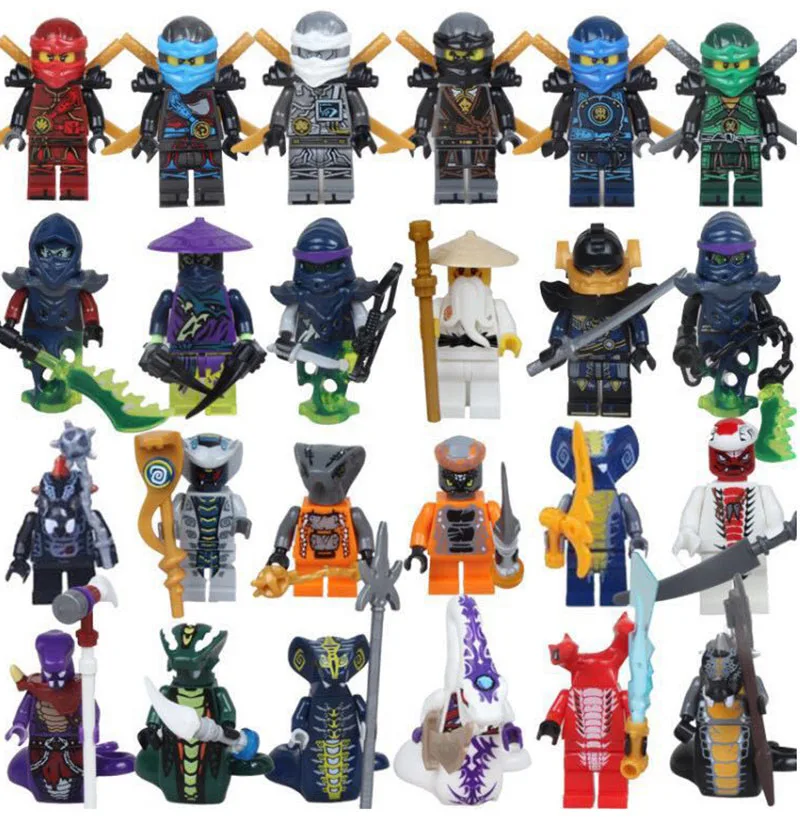 

12 Bags 24 pcs Compatible Legoings Ninjago figures dragon lloyd zane silah pyth model building block minifigs toy Christmas Gift