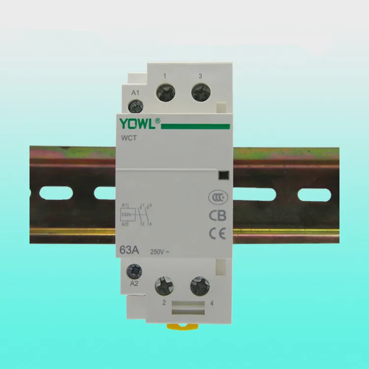 Американская классификация проводов 2р 63A 220 V/230 V 400V~ 50/60HZ Din rail; для дома; домашняя Толстая сборный AC Контактор WCT 2NO