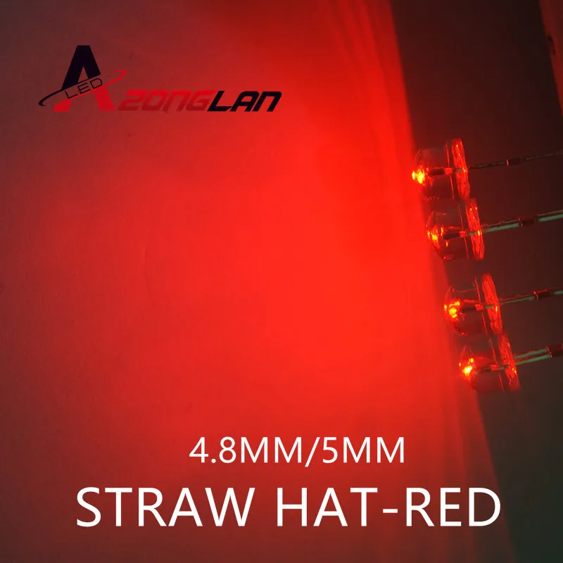 

100PCS 5mm Transparent LED Diode Light Red Straw Hat Clear Lens 5 mm Light Emitting Diode LED Lamp Wide Angle Through Hole