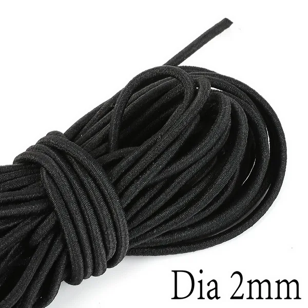 2mm Black Elastic Round Bands for Various Arts /& Crafts Clothing Headband Strap
