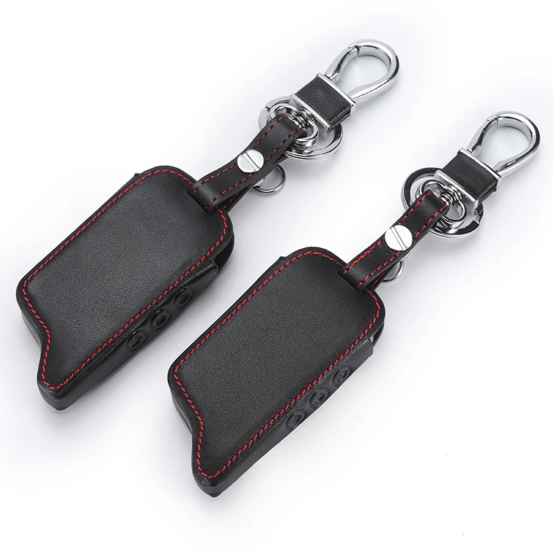 

Remote Two Way Car Alarm leather Case Cover keyChain For Tomahawk TZ9010 TZ9030 TW9030 LCD Remote