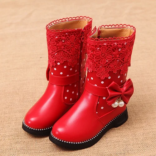 2018 Autumn Winter Girls Boots Children Leather Shoes Fashion Girls Princess boots thickening