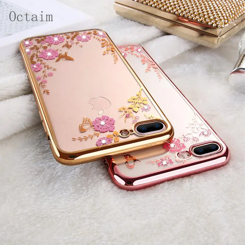 Flower Pattern Silicon Case For Apple iPhone X XS Max XR 8 Plus 6S 5S Floral Bling Soft TPU Protector 7 6 Back Cover |