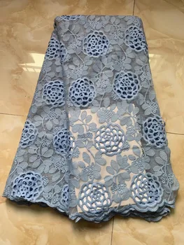 

2019 Hot Sale Sky Blue Mesh Embroidered African Lace Fabric High Quality with 3 d flowers French Net Lace Guipure Lace Fabric
