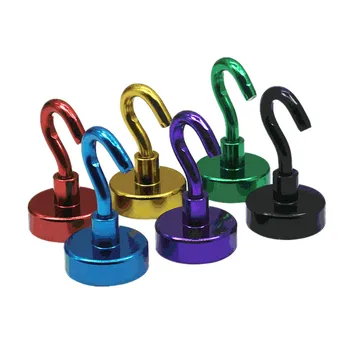 

6pcs 20kg Pulling Lifting Magnet Dia. 25 mm Colorful Magnetic Pots with Hook Strong Mounting Magnet Neodymium Permanent Magnets