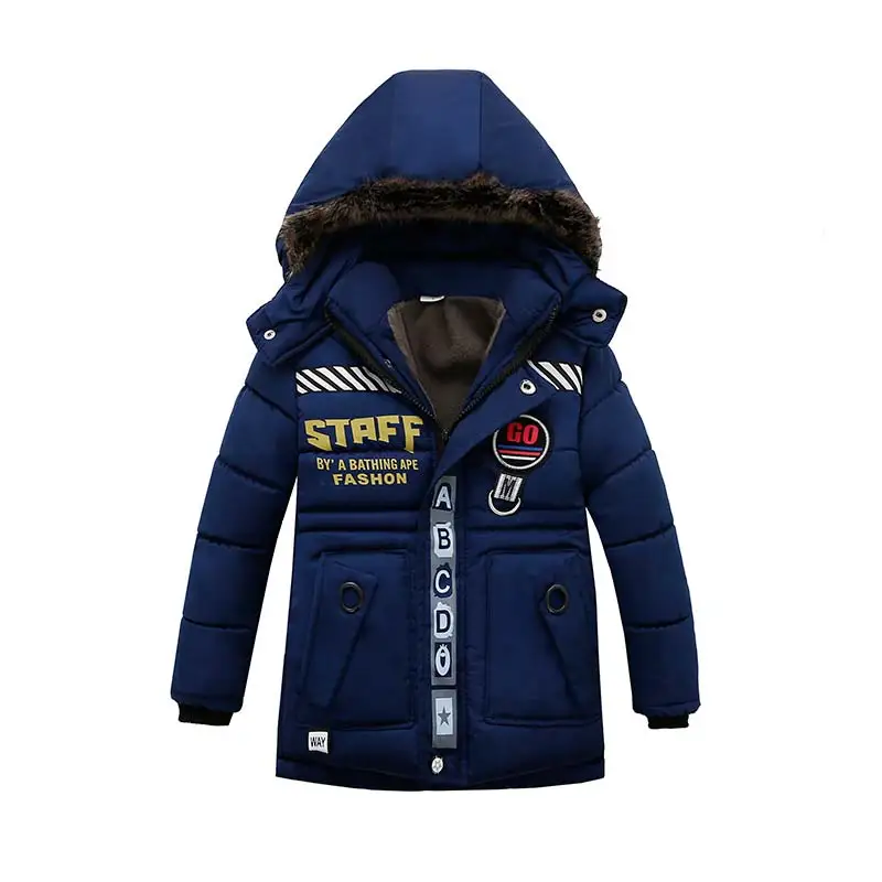 BOTEZAI/модные детские зимние пальто для мальчиков; Одежда для мальчиков; детская куртка с меховым капюшоном; теплая верхняя одежда; пальто - Цвет: as picture