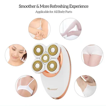 

3 In 1 Mini Size Women Electric Hair Removal Rechargeable Epilator with 5 Cutting Razor Blades Painless Electric Shaver