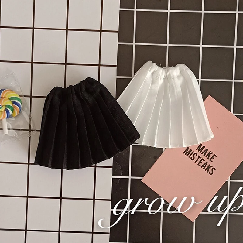 Черная белая плиссированная юбка для куклы Blyth Azone Licca 30 см 1 шт.|Куклы| |