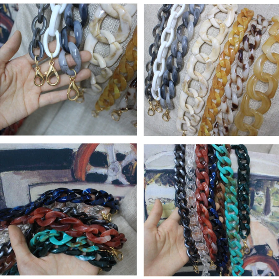 Design Wide Acrylic Resins Chains Bag Belt Women Shoulder Acrylic Accessories Detachable Shoulder Straps Handbag Ladies Purses