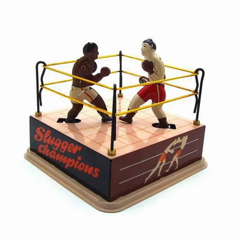 Vintage Wind Up Tin Toys Boxer&Boxing Ring Children Clockwork Spring