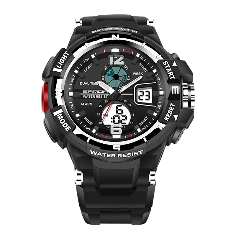 SANDA спортивные часы для мужчин лучший бренд класса люкс классические электронные наручные часы светодиодный цифровые наручные часы для мужчин часы мужские часы - Цвет: Silver