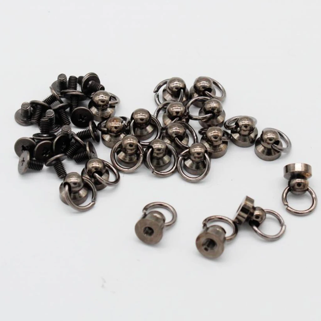 20pcs Brass Rivet Studs Screw Back Round Head O Ring Leather Craft Punk SpotS