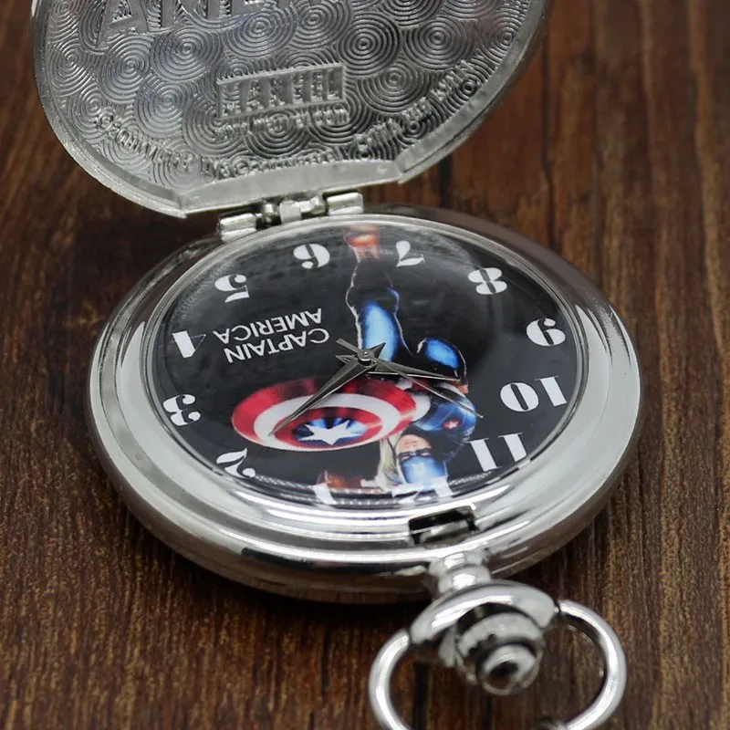 Новинка 2016; Лидер продаж Стиль Капитан Америка звезда щит карманные часы для Для мужчин Для женщин подарок бесплатная доставка