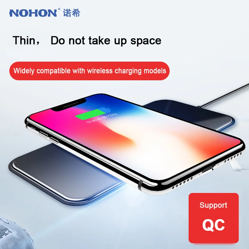 NOHON Qi Беспроводное зарядное устройство для iPhone X 8 Plus samsung S8 S7 S6 Note 5 LG Nexus 5 7 Nokia htc sony Универсальный QC USB быстрая зарядка