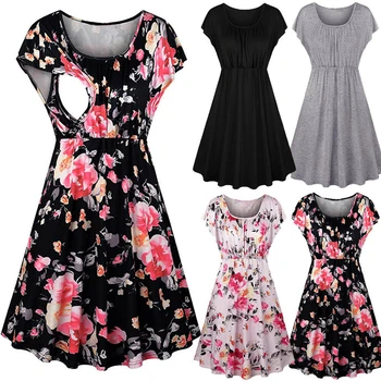 New Women Summer Maternity Clothes Dress For Pregnant Women Nursing Dress Breastfeeding Maternity Dresses Casual Floral Vestidos hi bloom new fashion summer maternity dress pregnant knee length clothes for pregnancy women elegant evening party vestidos