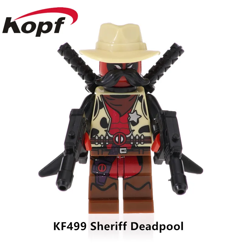 

Single Sale Super Heroes Avengers Deadpool 2 Figures Sheriff Deadpool Black Lightning Building Blocks Children Gift Toys KF499