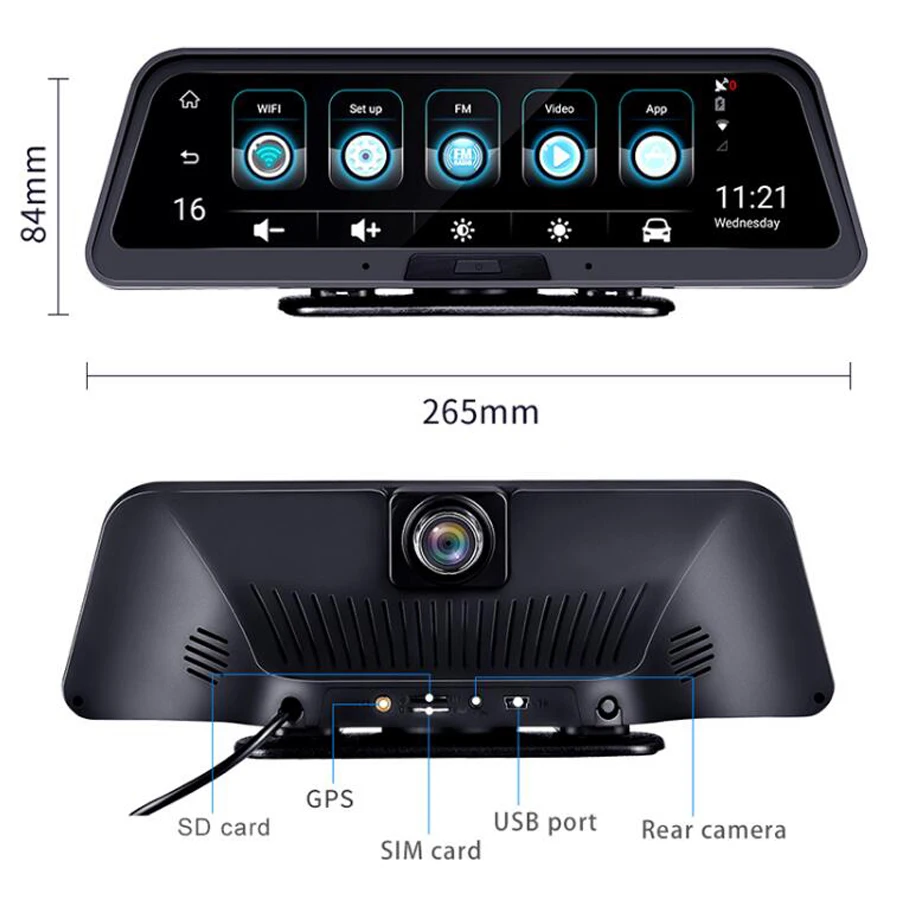 WHEXUNE 10 Inch 4G Android Car Dashboard DVR Camera GPS Navigation ADAS FHD 1080P Dual Lens Car Vid