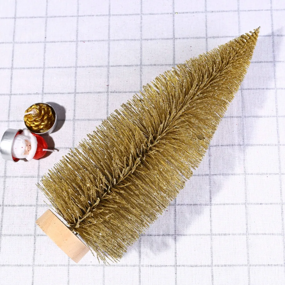 Маленькая DIY Рождественская елка искусственная сосна дерево мини щетка для бутылок из сизаля Рождественская елка Санта, снег, мороз деревенский дом#25