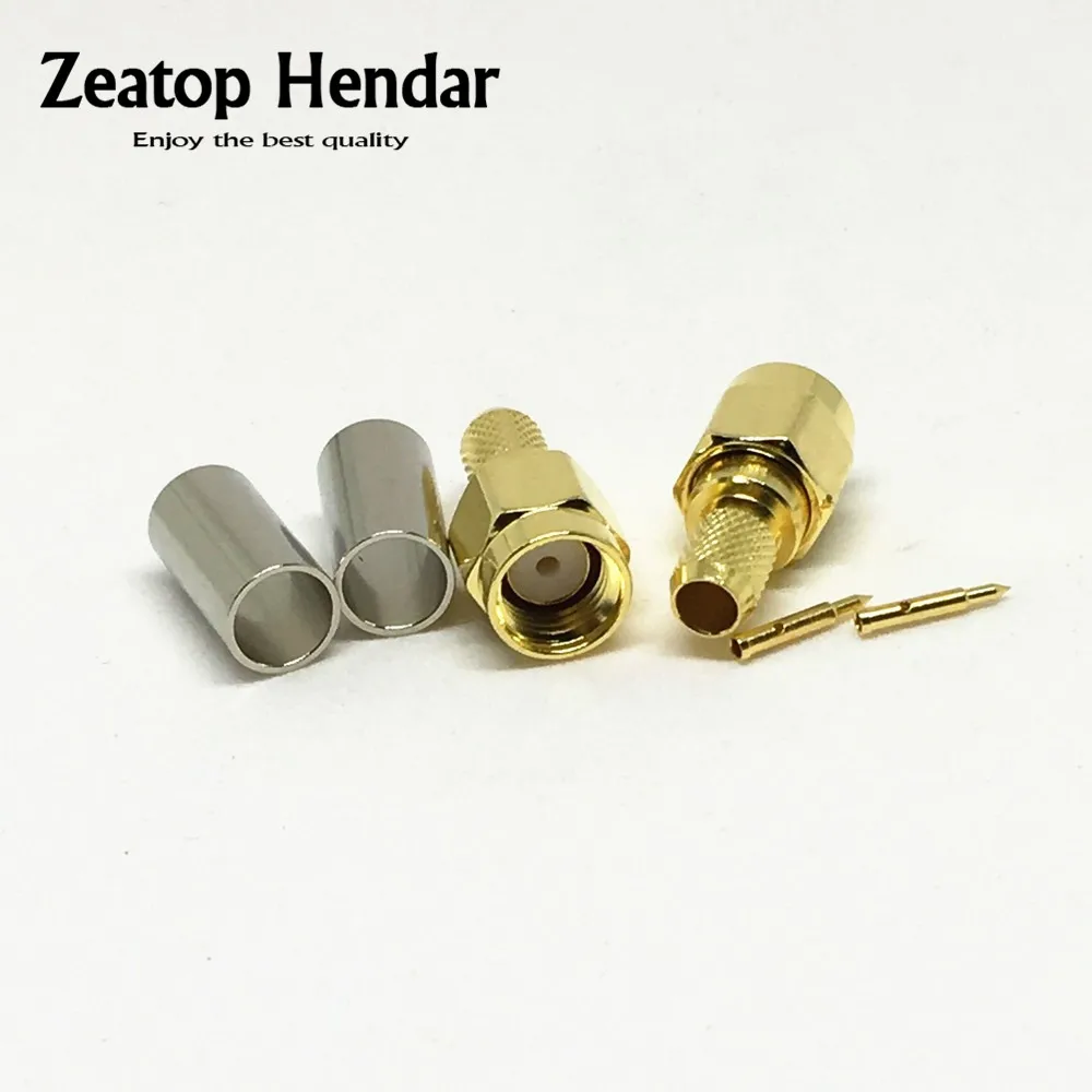 100 шт латунный SMA штекер RF Coax Jack обжим для RG58 RG142 RG400 LMR195 кабельный прямой разъем |