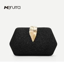 Блестящая Сумочка-клатч с металлическим листом, вечерняя сумочка для женщин, дизайнерская сумка на плечо с цепочкой и блестками, сумка на плечо с металлическими замочек в форме листа, Свадебная женская сумочка