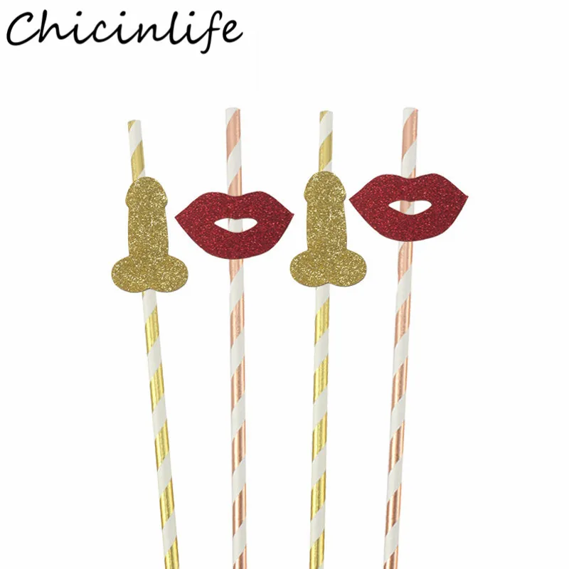 

Chicinlife 10Pcs/bag Willy Penis Lips Straws Bachelorette Party Decor Bridal Shower Wedding Hen Party Drinking Straws Supplies