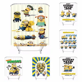 

Custom Minions Bathroom Acceptable Shower Curtain Polyester Fabric Bathroom Curtain #180320-01-149
