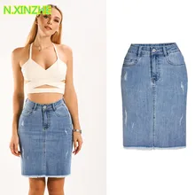 Женская одежда, высокая талия, с разрезом, стирается, эластичная, джинсовая юбка, женская, повседневная, модная, тонкая, стрейчевая, мини, джинсовая юбка SL106