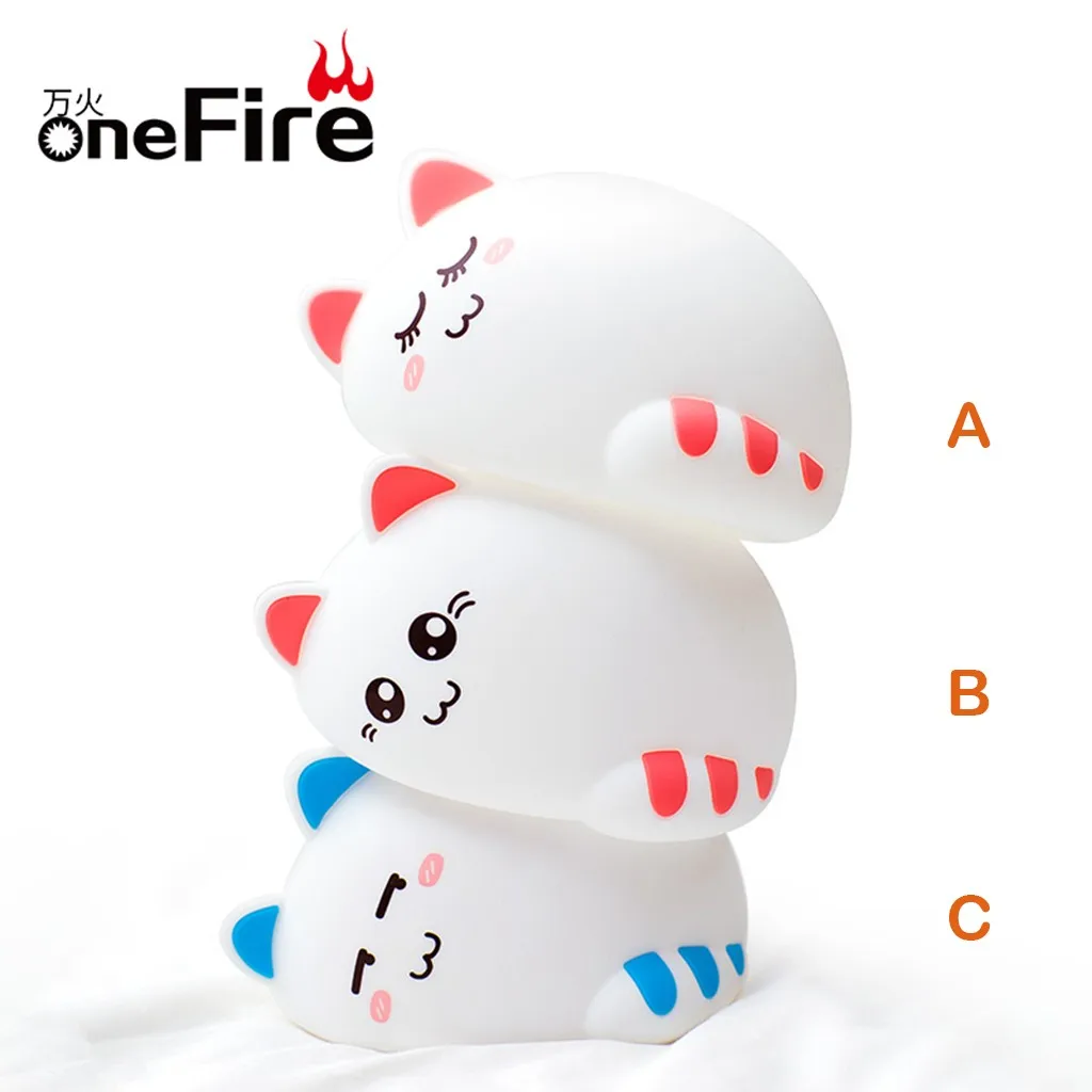 

2019 OneFire Cute Cat Shape Night Light Children Bedroom Lighting With Remote Control Creative Gifts convenient Light product