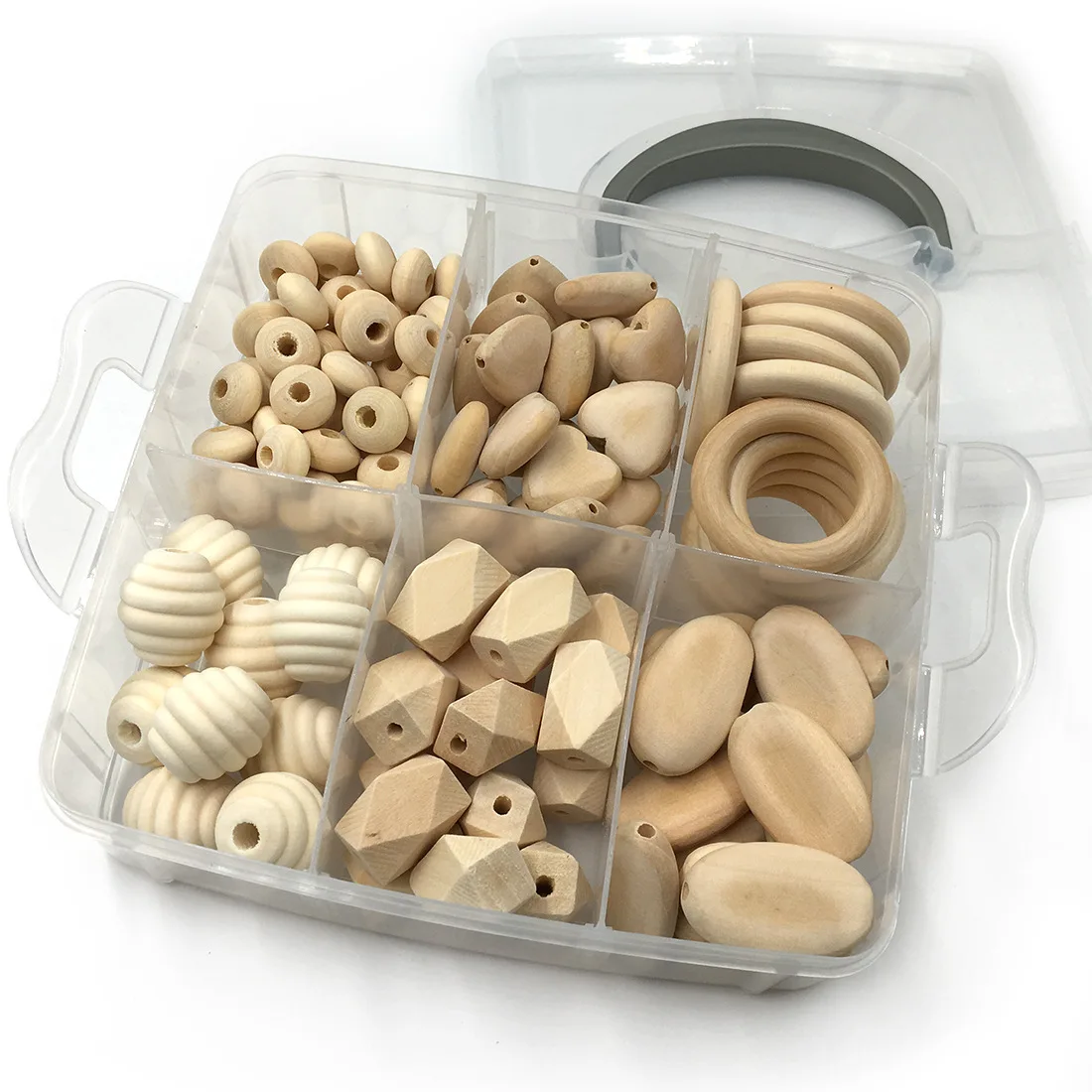 

Baby Nursing Jewelry Combination Package Natural Geometry Beads Wooden Beads Wood Ring DIY Teether
