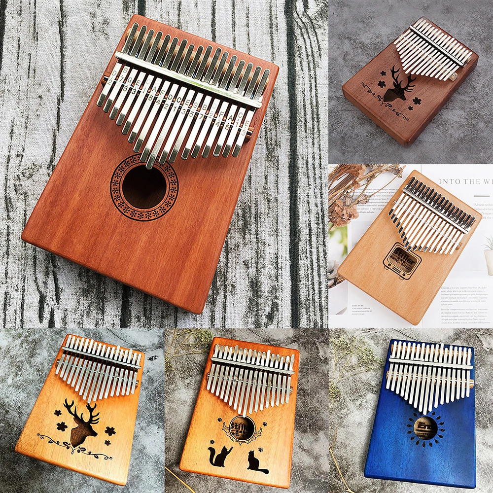 17 клавиш калимба Mbira «пианино для больших пальцев» традиционный музыкальный инструмент сочетаться с молоточек для настройки шкала наклейка