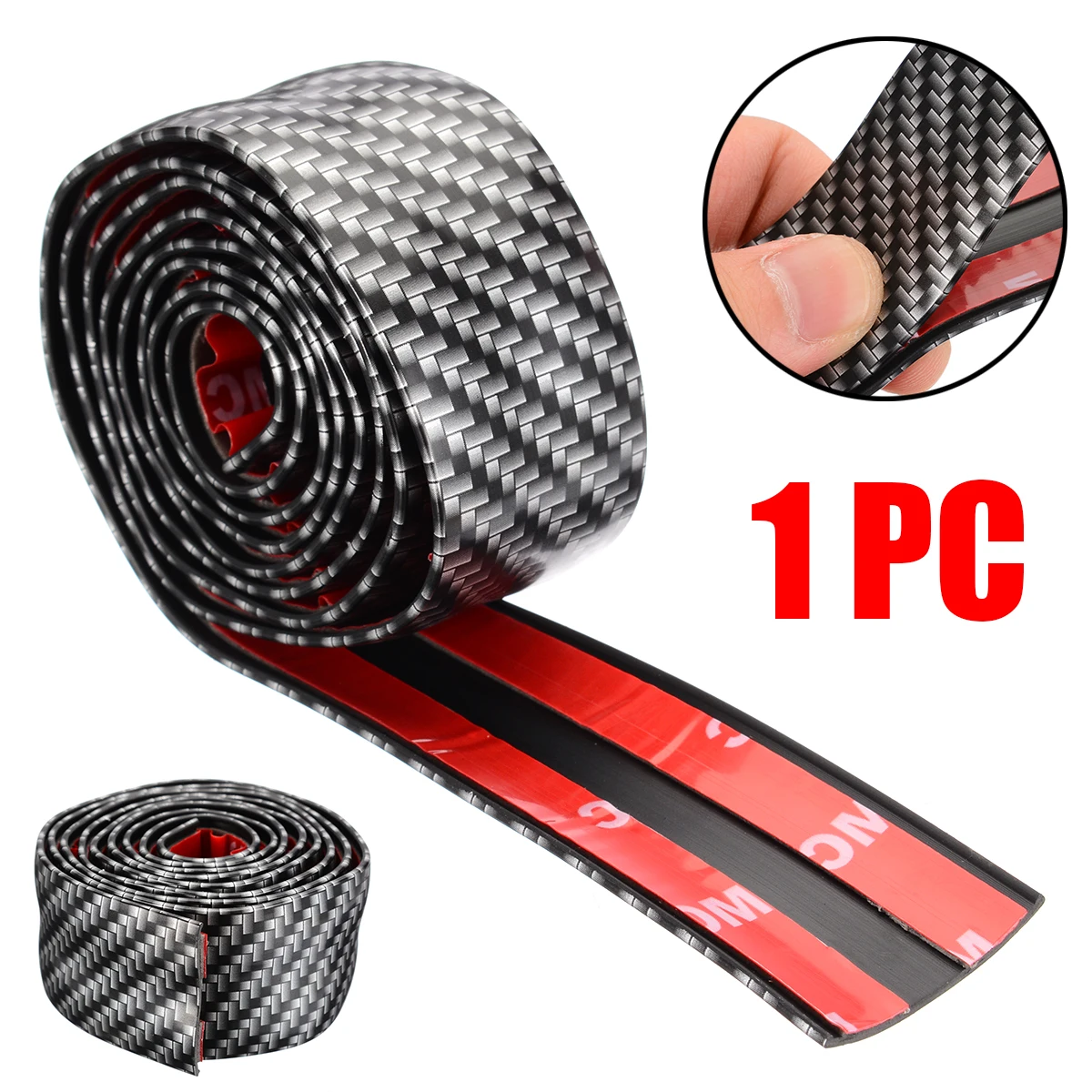 1M*3cm Carbon Fiber Rubber Soft Black Bumper Strip DIY Door Sill Protector Edge Guard Car Stickers Car Styling Accessories