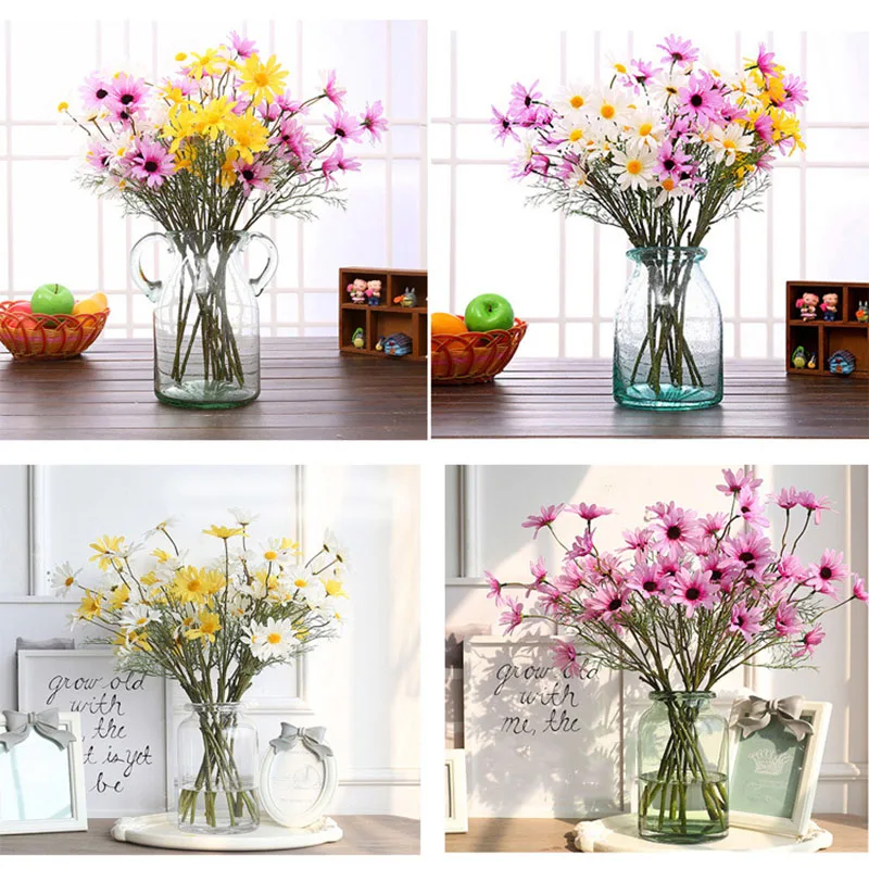 Flone Artificial Small Daisy Fake Plant Silk Flower Bouquet Wedding Home Party Flower Arrangement Decoration Supplies (14)