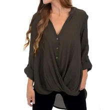 chic Loose Festivals Classics Comfort Elegance Chiffon Blouse Women Daily Casual Plus Size Tops Cute V Neck 3/4 Sleeves Shirt chic Loose Festivals Classics Comfort Elegance Chiffon Blouse Women Daily Casual Plus Size Tops Cute V Neck 3/4 Sleeves Shirt