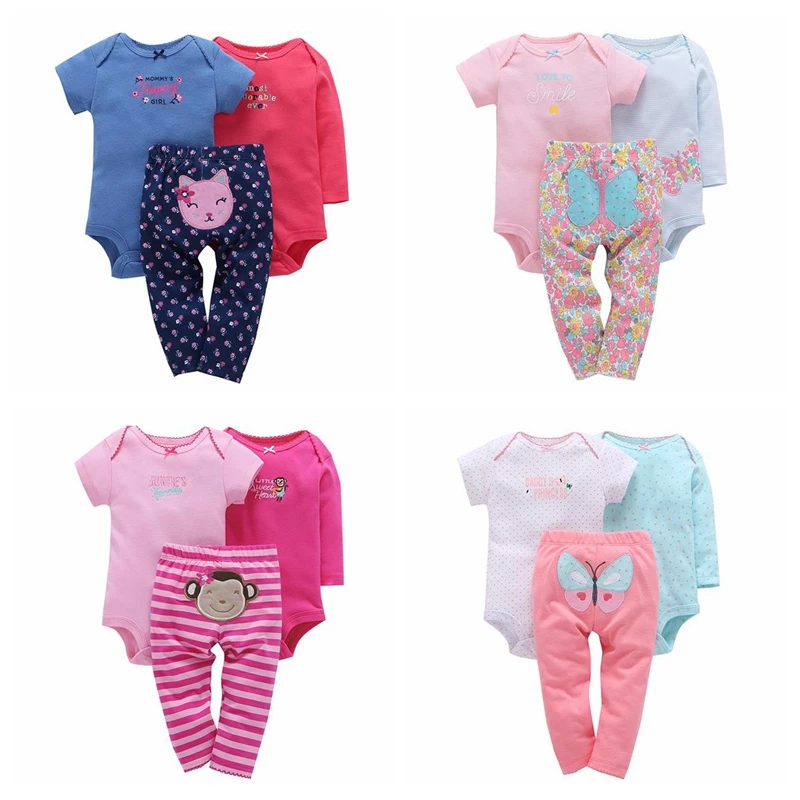 baby boy girl clothes set  butterfly (long sleeve +short sleeve + pants)kids boy bebes baby layette Clothing Sets roupa infantil