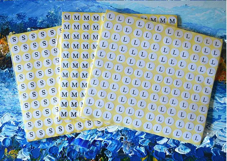 

4XL/XXXL/XXL/XL/L/M/S/XXS STICKER 15sheets=1980pcs/lot white size label stickers,round number tags,small Garment size label tag