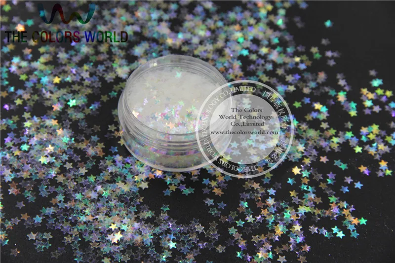 

3 mm Iridescent white color Glitter paillette Stars shape spangles for Nail Art DIY supplies1pack=50g