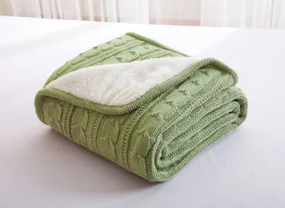 Европейский стиль, мягкое трикотажное одеяло из пряжи, плотное, портативное, двустороннее, диван-кровать, плоское кресло, покрывало, имитированное шерстяное одеяло - Цвет: Green