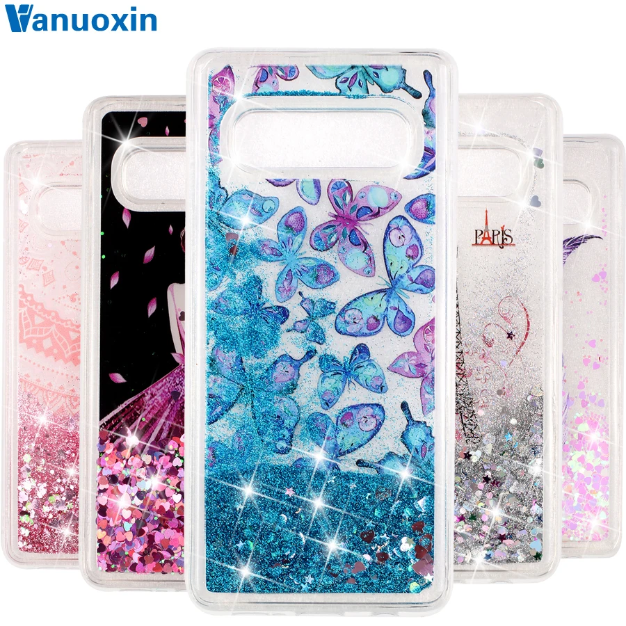 

S10 Plus Silicone cover sFor Samsung Galaxy S10 Plus case For Coque Samsung S10E case Dynamic Glitter Liquid TPU Soft Phone Bags