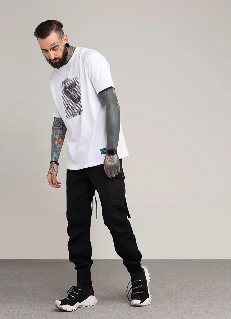 Уличная мода бренд американские мужские стримеры луч повседневные брюки мужские сшивание камуфляж мульти-мешок брюки карго
