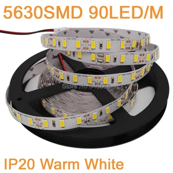 

5M DC12V 90LED/M 450LEDs 5630 SMD Flexible LED Strip, IP20 Non-Waterproof Warm White Color 3200K 90 LED/M 12V