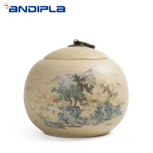 Винтажная грубая керамика чайная канистра ручная роспись пейзаж чайные банки керамический чайный набор кунг-фу пищевая бутылка для хранения специй герметичная банка